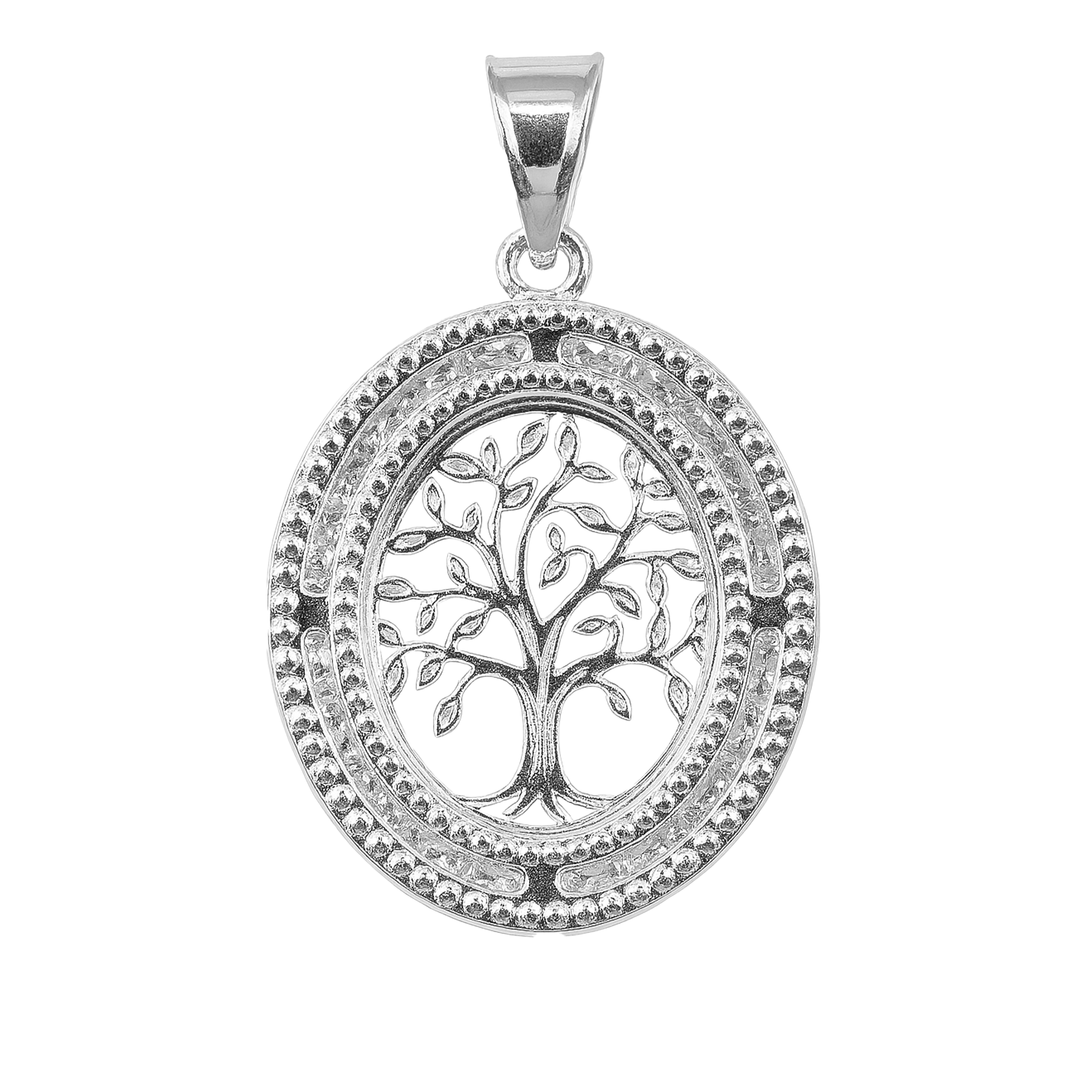 Dije Ovalado con Circonias de Árbol de la Vida Plata .925