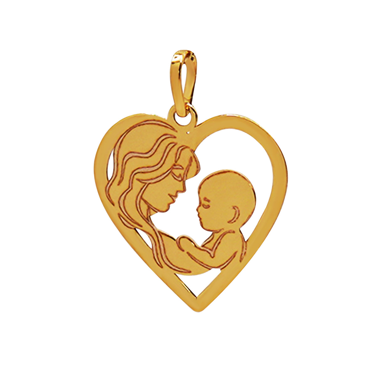 Dije Corazon Mamá con Bebé Oro 14K