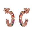 Arracada Inspirada Osos 1:1 Circonias Multicolor Plata .925 con Baño de Oro Rosa