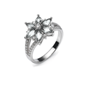 Anillo Flor con Circonias y Micro Circonias Plata .925 con Baño de Rodio