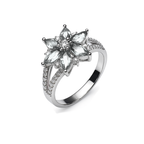 Anillo Flor con Circonias y Micro Circonias Plata .925 con Baño de Rodio