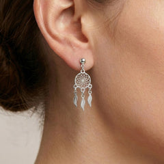 Arete Mediano Atrapa Sueños Calado Hecho a Mano Plata .925