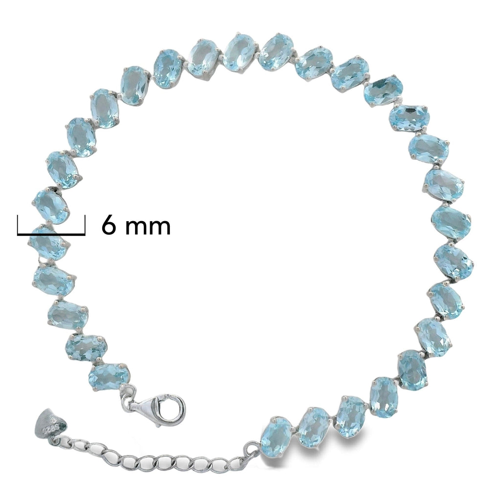 Pulsera Piedras Preciosas Aguamarina con Extensión Plata .925 con Baño de Rodio