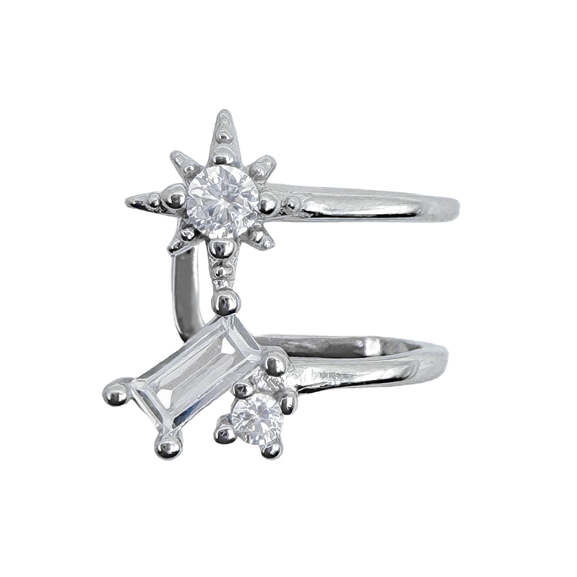 Grapa Estrella con Circonia Baguette Plata .925 con Rodio