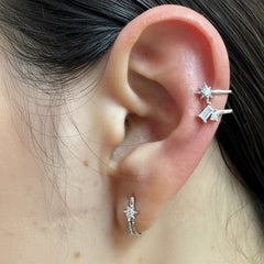 Grapa Estrella con Circonia Baguette Plata .925 con Rodio