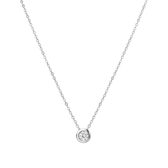 Collar Circonia de .5mm con Cadena Eslabones Plata .925 con Baño de Rodio