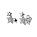 Arete Broquel Estrella con Micro Circonias Plata .925 con Baño de Rodio.