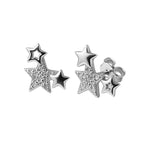 Arete Broquel Estrella con Micro Circonias Plata .925 con Baño de Rodio.