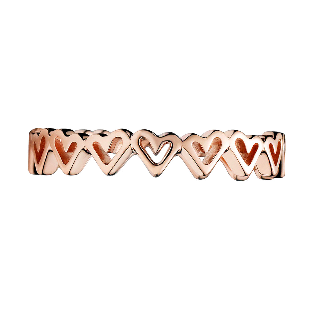 Anillo Inspirado Pan 1.1 Multi Silueta de Corazones Plata .925 con Bano de Oro Rosa