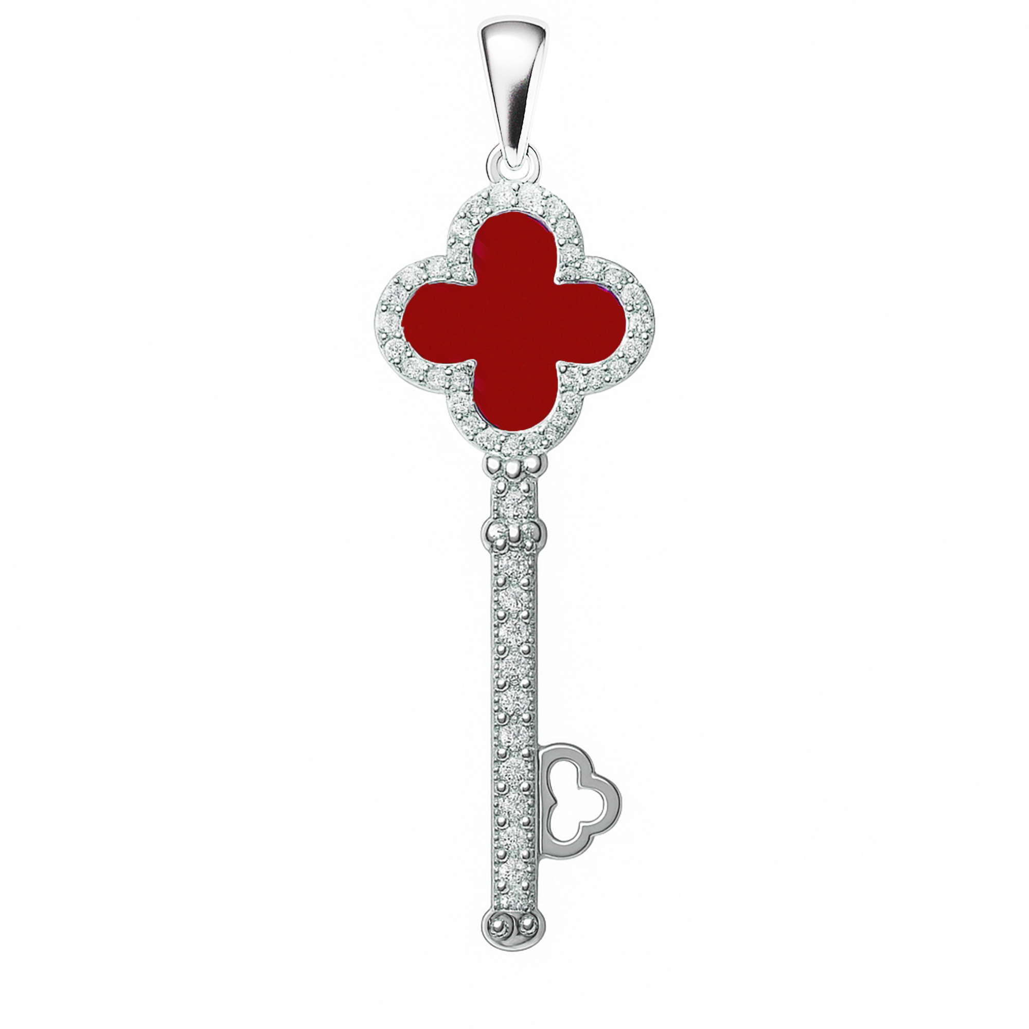 Dije Inspirado Van C en Forma de Llave con Piedras Naturales y Micro Circonias Plata .925 con Rodio