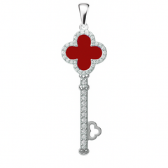 Dije Inspirado Van C en Forma de Llave con Piedras Naturales y Micro Circonias Plata .925 con Rodio