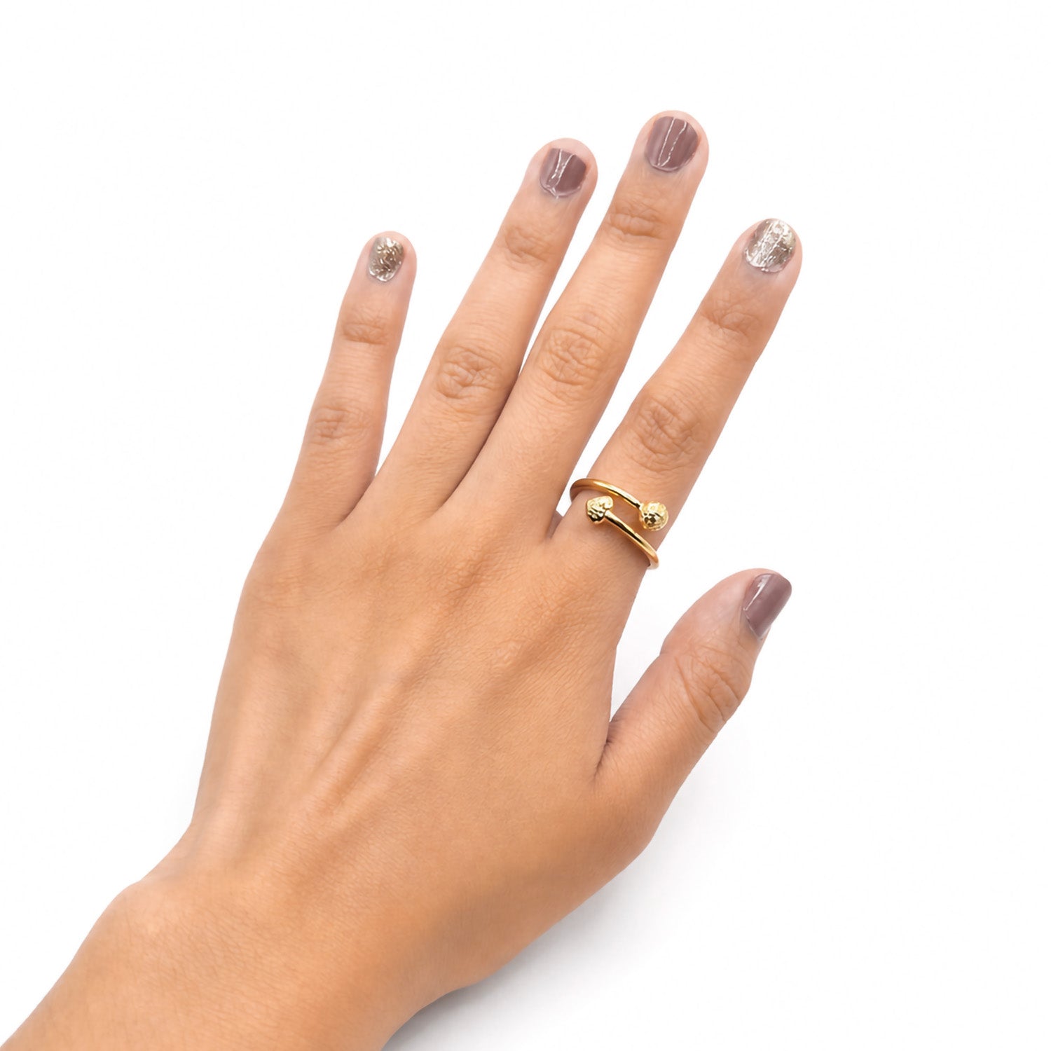 Anillo Esfera y Corazón Diamantado Oro 10k