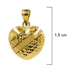 Dije Corazón Bombeado Diamantado Oro 10K