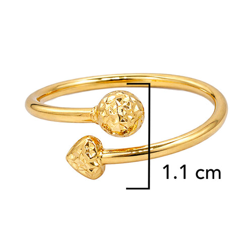 Anillo Esfera y Corazón Diamantado Oro 10k