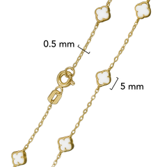 Pulsera Flor Inspirada Van C Madre Perla Oro 10K