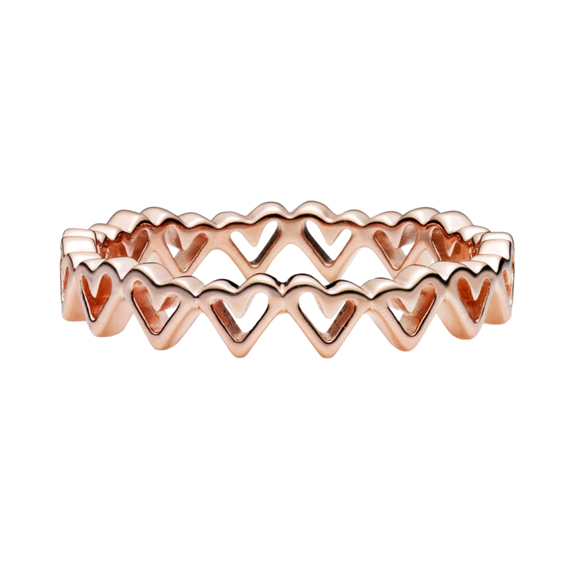 Anillo Inspirado Pan 1.1 Multi Silueta de Corazones Plata .925 con Bano de Oro Rosa