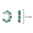 Arracada Inspirada Osos 1:1 Circonias Verdes Plata .925 con Baño de Rodio