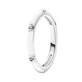 Anillo Inspirado Pan 1.1 Banda Esmalte Blanco con Micro Circonias Plata .925