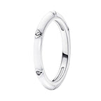 Anillo Inspirado Pan 1.1 Banda Esmalte Blanco con Micro Circonias Plata .925
