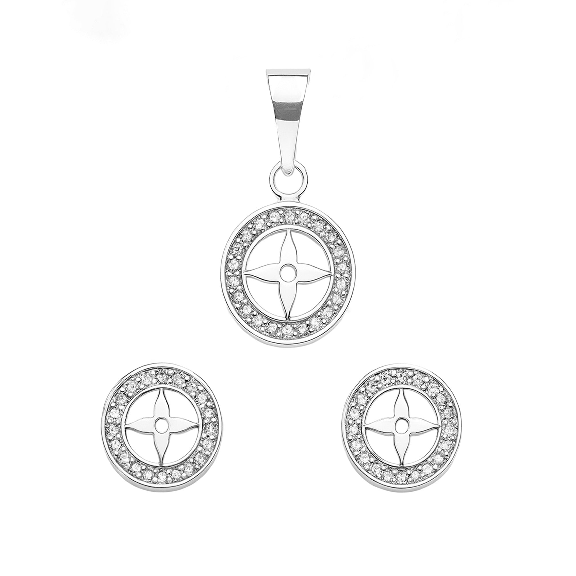 Juego Económico Inspirado LV con Circonias Plata .925