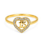 Anillo Corazon con Micro Circonias XV Oro 10K