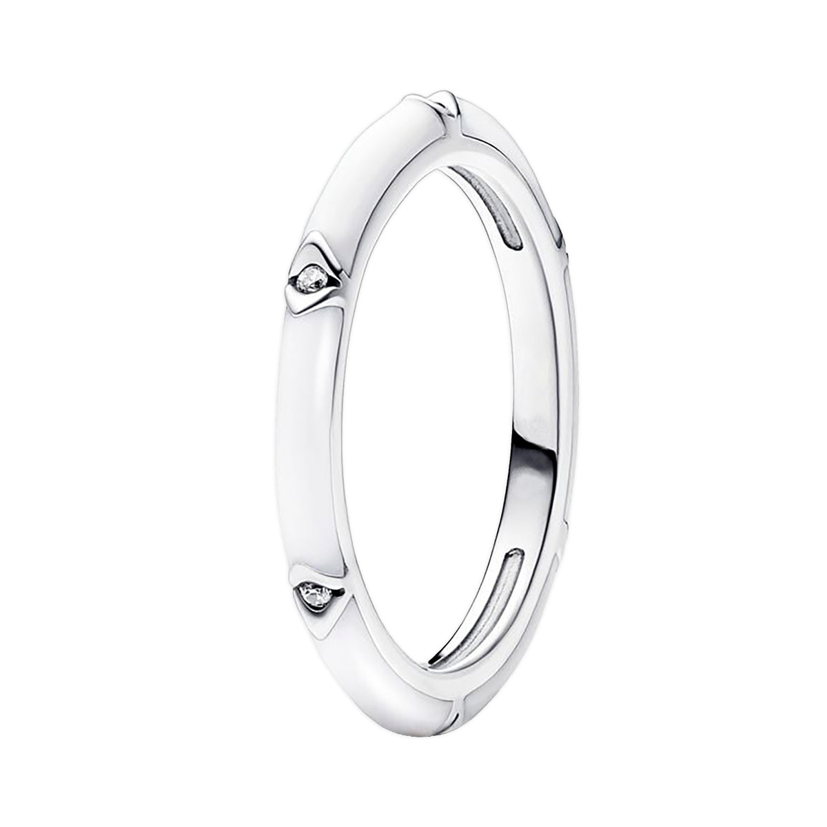 Anillo Inspirado Pan 1:1 Blanco con Micro Circonias Plata .925