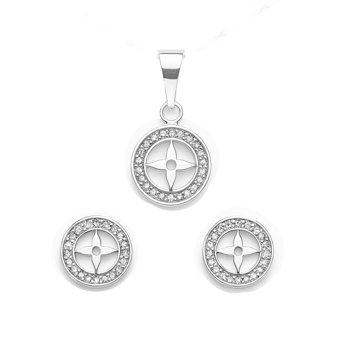 Juego Económico Inspirado LV con Circonias Plata .925