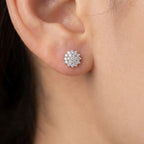 Arete Broquel Micro Circonias Estilo Flor Plata .925