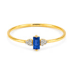 Anillo Circonia Rectangular Azul con Micro Circonias Oro 10K