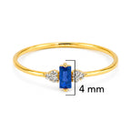 Anillo Circonia Rectangular Azul con Micro Circonias Oro 10K