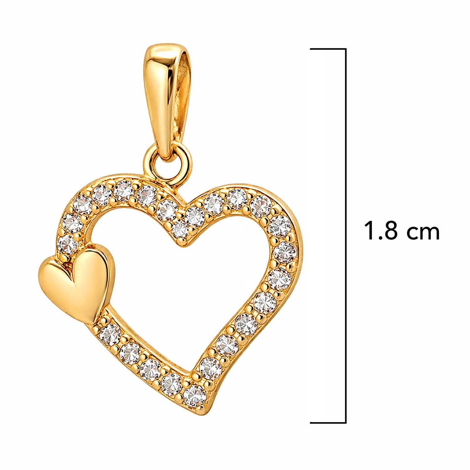 Dije Silueta Corazon con Micro Circonias Oro 14K