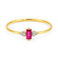 Anillo Circonia Rectangular Rosa con Micro Circonias Oro 10K