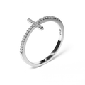 Anillo Cruz con Micro Circonias Plata .925 con Baño de Rodio
