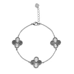 Pulsera Flor Inspirada Van C Diamantada Plata .925 con Rodio