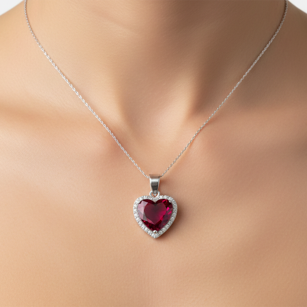 Dije Corazón con Micro Circonias de 1.9cm Plata .925