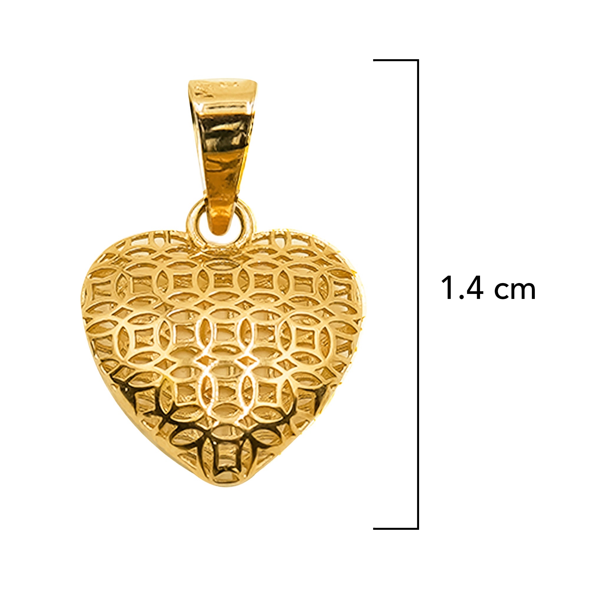 Dije Corazon Bombeado Calado Oro 14K