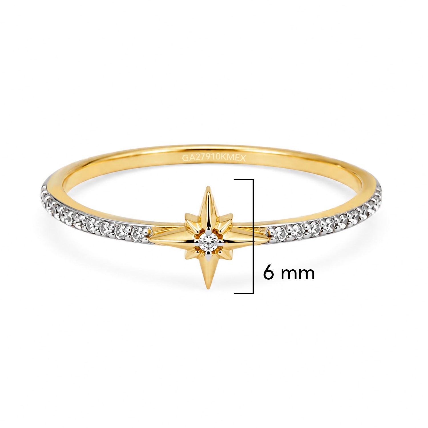 Anillo Estrella con Micro Circonias Oro 10K