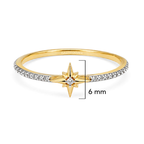 Anillo Estrella con Micro Circonias Oro 10K