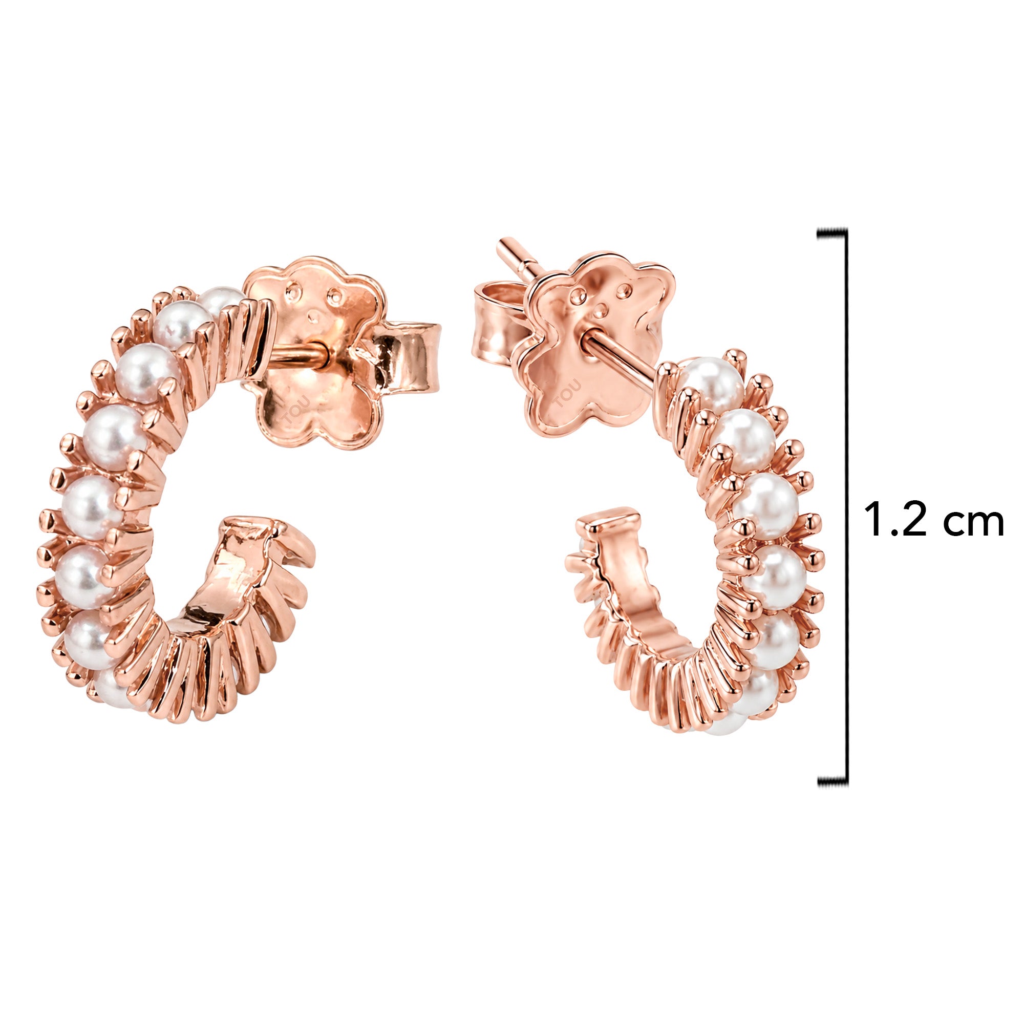 Arracada Inspirada Osos 1:1 Perlas Cristal Plata .925 con Baño de Oro Rosa
