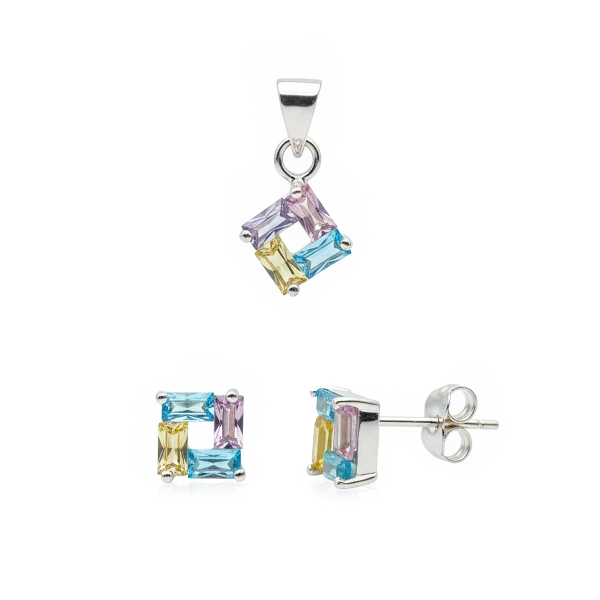 Juego Circonias Multicolor Plata .925