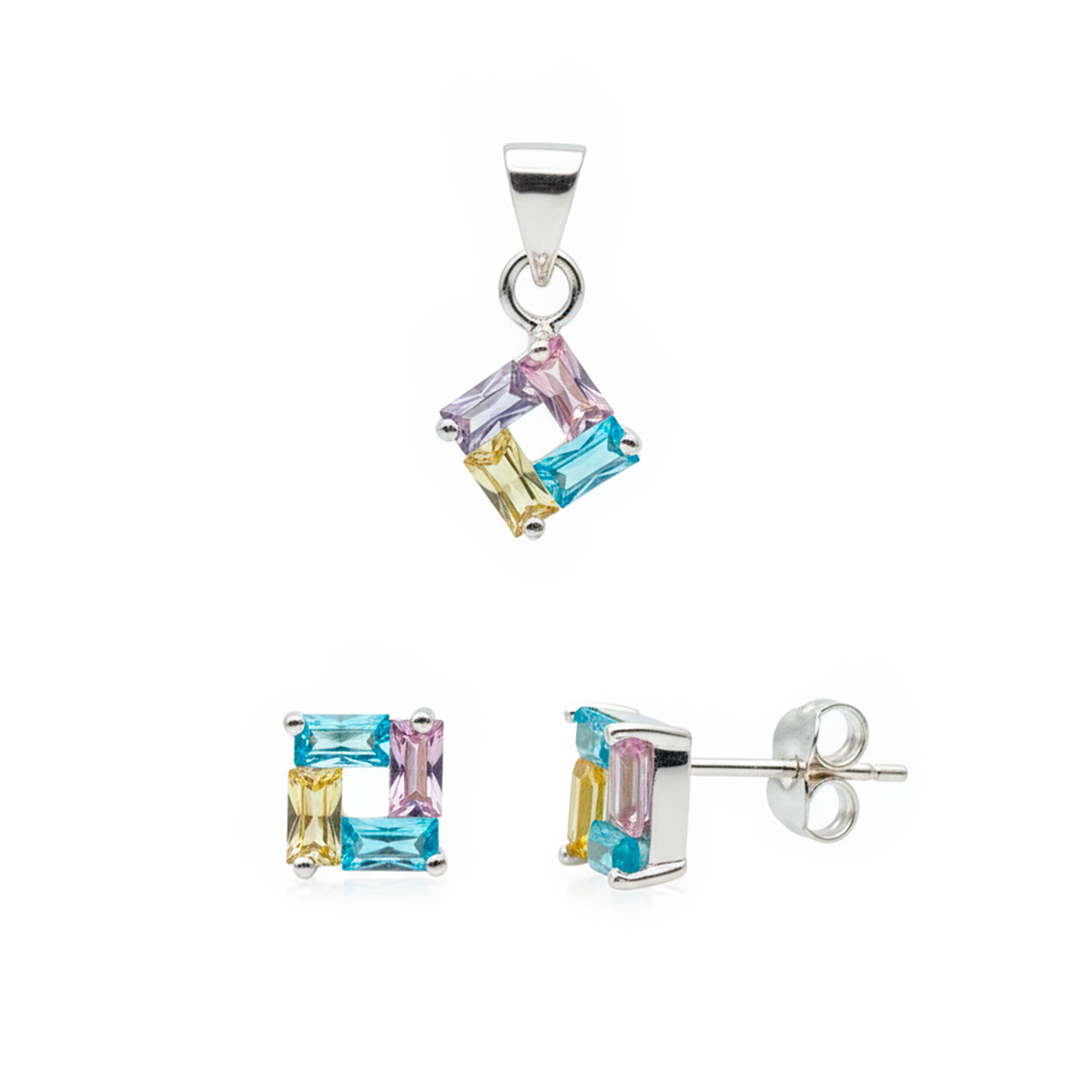 Juego Circonias Multicolor Plata .925