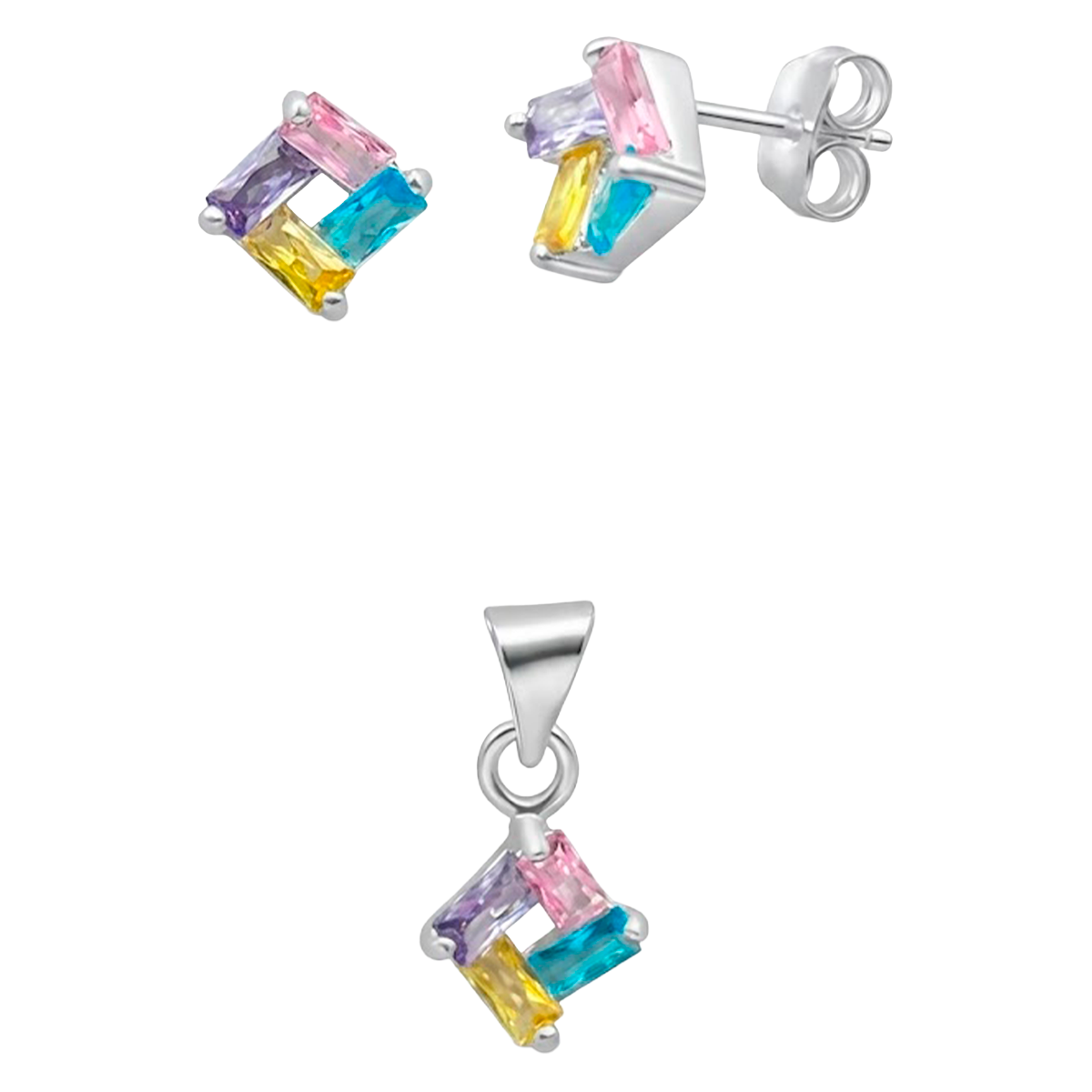 Juego Circonias Multicolor Plata .925