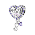 Charm Inspirado Pan 1:1 Corazón Best Friend Huellitas y Micro Circonias Plata .925