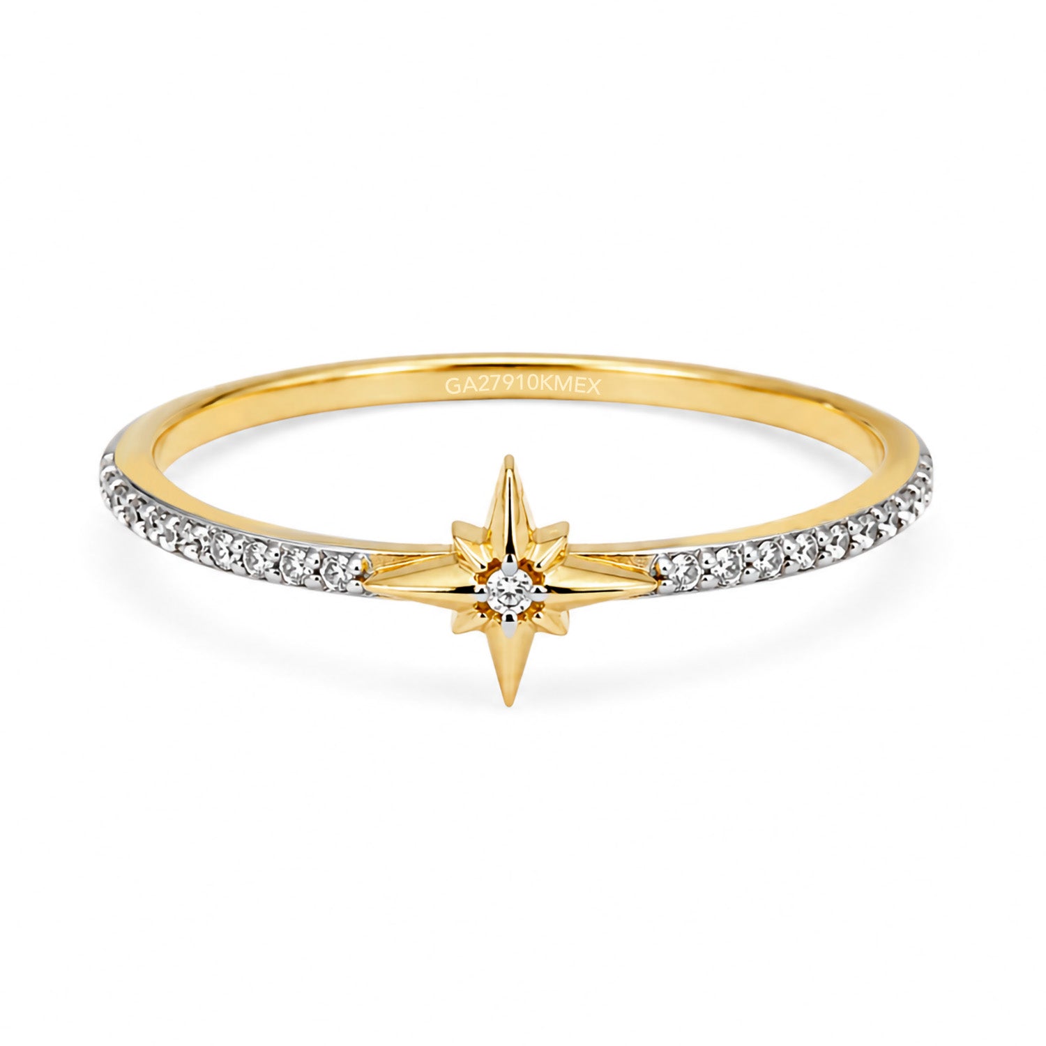 Anillo Estrella con Micro Circonias Oro 10K