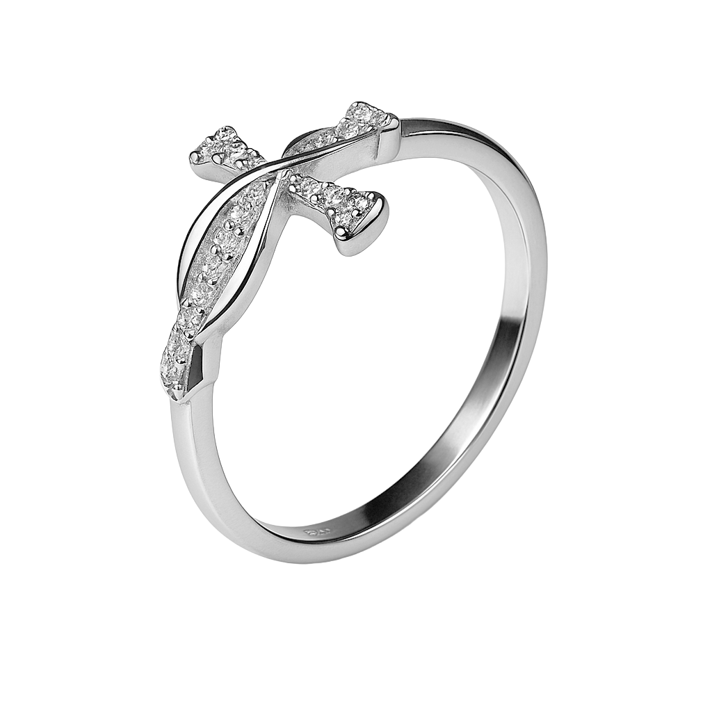 Anillo Cruz Infinito con Circonias Plata .925 con Baño de Rodio