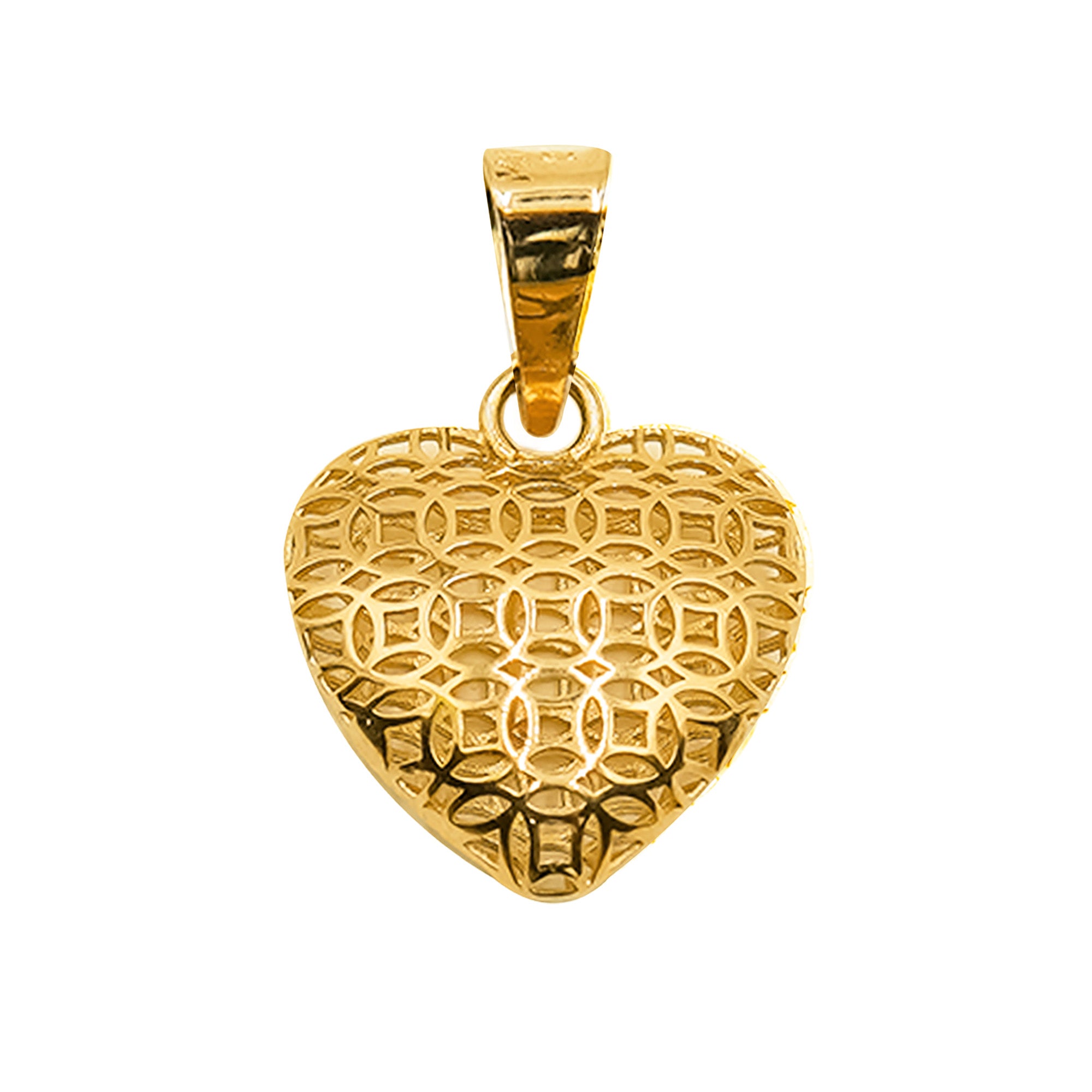 Dije Corazon Bombeado Calado Oro 14K