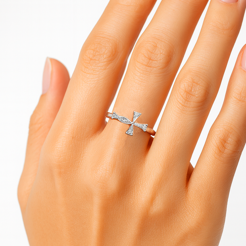 Anillo Cruz Infinito con Circonias Plata .925 con Baño de Rodio