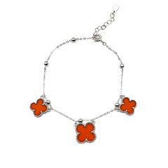 Pulsera Flor Inspirada Van C Piedras Naturales Plata .925 con Rodio