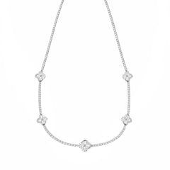 Collar Flor Ajustable Inspirado Van C con Micro Circonias Plata .925 con Rodio