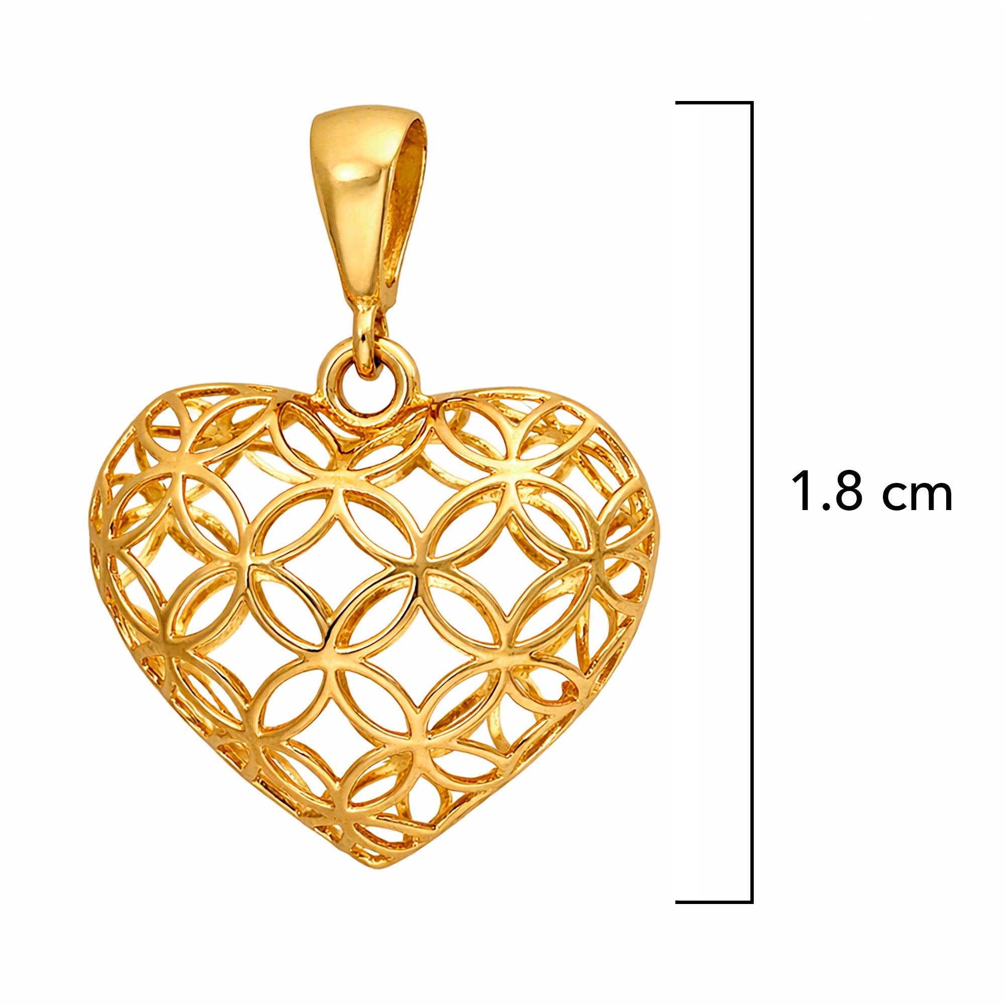 Dije Corazon Bombeado 1.8cm Calado Oro 14K